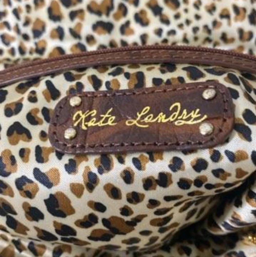 Kate Landry Brown Croc Crossbody Messenger Bag Gold Hardware - Picture 3 of 9